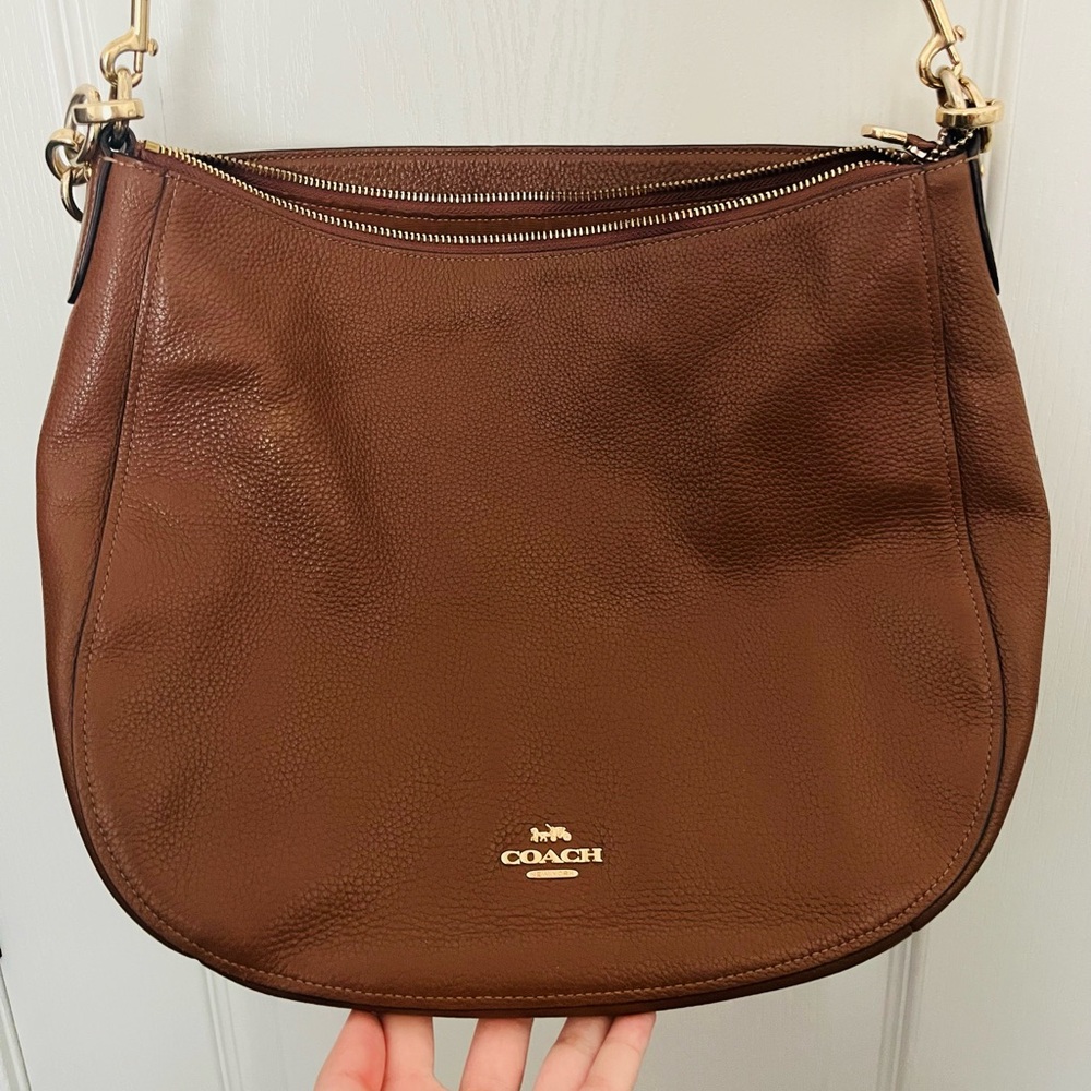 Coach Elle Hobo Bag in Brown Pebbled Leather